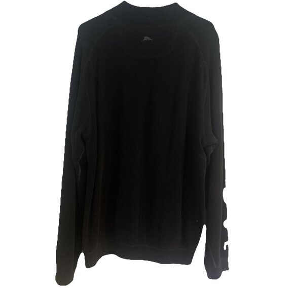 Tommy Bahama Mens 1/4 Zip Sweater Mens XXL ? Black Gray Reversible Heavyweight - Picture 6 of 11
